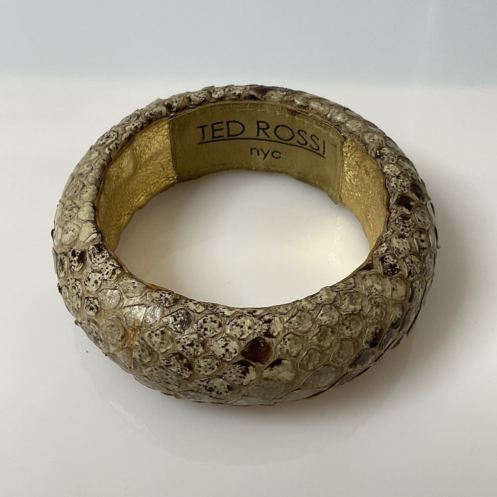 Ted Rossi NYC Snakeskin Bangle Bracelet Natural Python Size 7.5 Vintage